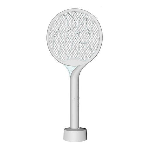 Paleta Electrica pentru Tantari, Muste si Tantari 2in1, Klevo, Reincarcabila, Incarcare USB, 2600V, Plastic, Casa si Gradina, Anti-insecte, Stand, 23x51 cm, Gri