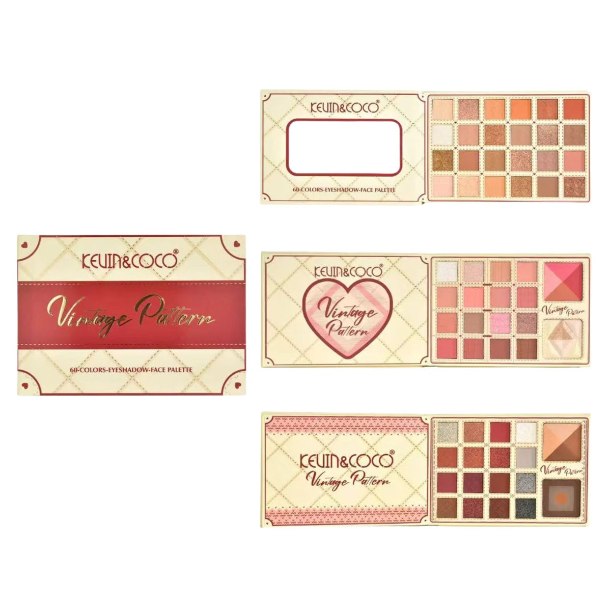 Paleta Machiaj Profesionala, Kevin&Coco, 60 Nuante Pigmentate,Fard Pleoape Mate si Sidefate, Multicolor