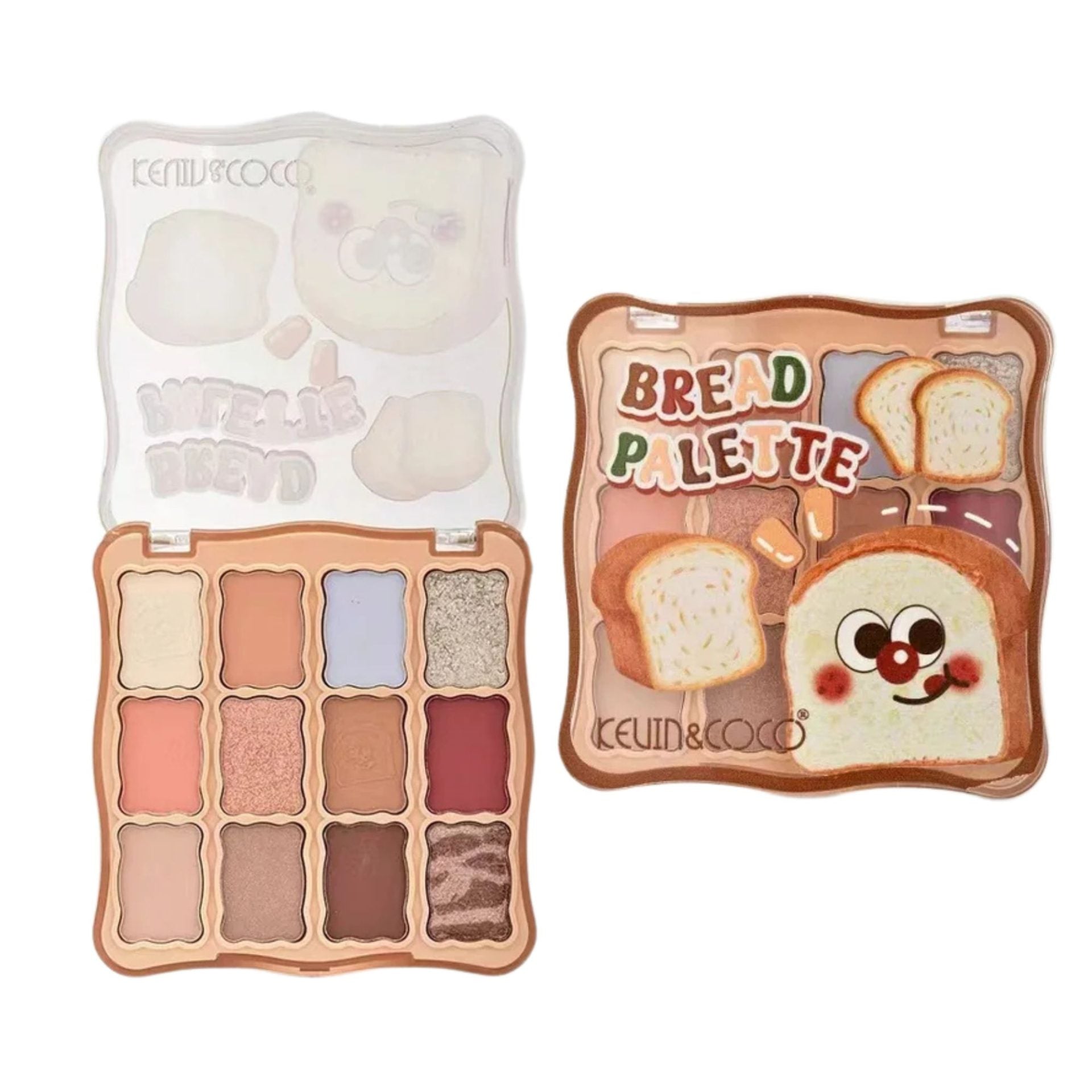 Paleta Farduri de Ochi,  Kevin&Coco, Fard de Pleoape, 12 Nuante, Finisaj Mat, Shimmer, Textura Catifelata, Pigmentare Intensa, pentru Toate Tipurile de Ten, 82.7 g, 9.3 x 1.7 x 9.4 cm, Soft Nude