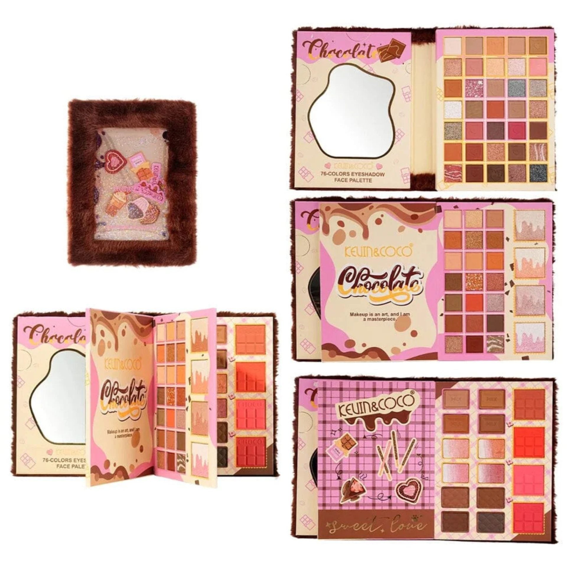 Paleta Machiaj Profesionala, Kevin&Coco, 76 Culori, Trusa Machiaj, Set Complet Ochi si Fata, Pigmentare Intensa, Multicolor