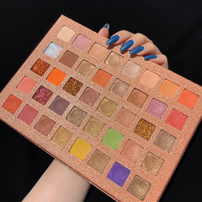 Paleta de farduri cu 40 de culori pigmentate, Roz cu sclipici,  Klevo