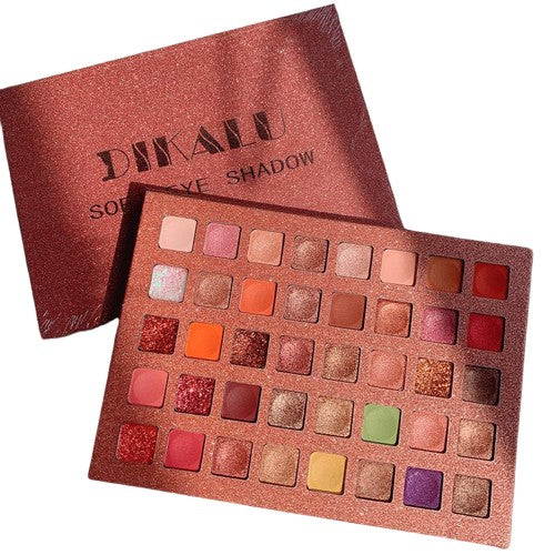 Paleta de farduri cu 40 de culori pigmentate, Roz cu sclipici,  Klevo