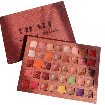 Paleta de farduri cu 40 de culori pigmentate, Roz cu sclipici,  Klevo