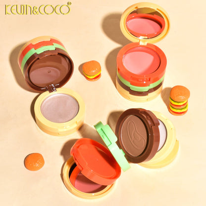 Paleta Multifunctionala, Kevin&Coco, Model Burger, Set Machiaj 5 in 1, Blush, Iluminator, Contur, Pudra, Design Compact, 122 g, 8.7 x 8.7 x 6 cm, Nuanta 03