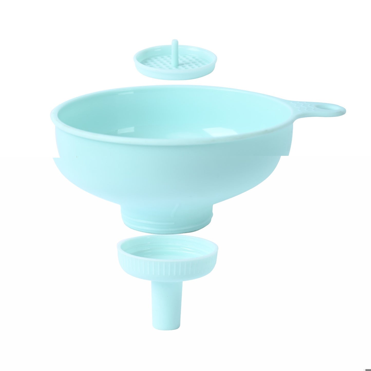 Palnie din plastic 3 in 1 Klevo, doua dimensiuni de scurgere, cu filet si filtru, diametru scurgere 5.4 cm, 11.5 x 16.7 cm, albastru