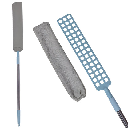 Pamatuf pentru Curatat Praful, Klevo, Model Slim pentru Zone Greu Accesibile, Maner Extensibil, Laveta Microfibra Inclusa, Usor de Curatat, Albastru Gri