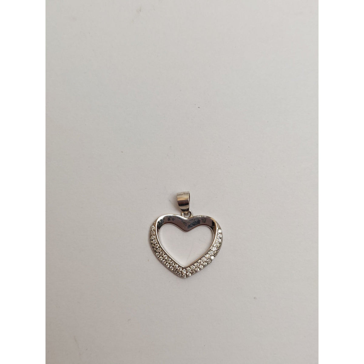 Pandantiv, Jolie Silver, Argint 925, Model Inima Contur cu Pietre Rodiata, 1.7 G, 1.6 x 1.8 Cm