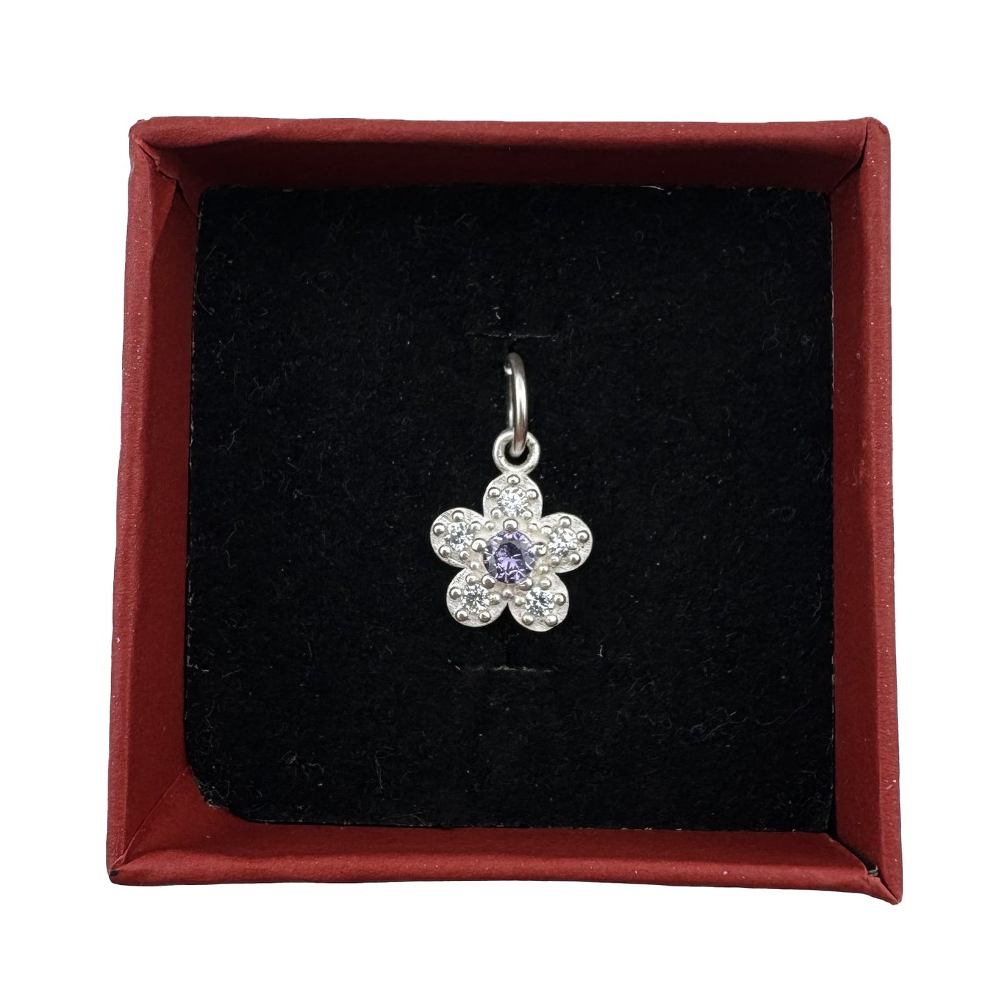 Pandantiv din Argint 925, Jolie Silver, pentru Dama, Model Floare Cu Pietre de Zirconiu Cubic, 1 x 1 cm, 0.9 g, Argintiu/Mov