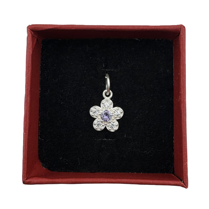 Pandantiv din Argint 925, Jolie Silver, pentru Dama, Model Floare Cu Pietre de Zirconiu Cubic, 1 x 1 cm, 0.9 g, Argintiu/Mov