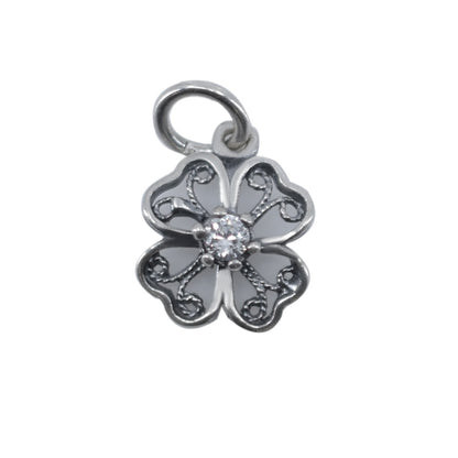 Pandantiv din Argint 925 Trifoi Filigran cu Piatra,0.98 g