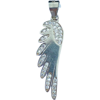 Pandantiv, Jolie Silver, Argint 925, Model Aripa Rodiata cu Zirconii, 30 x 7 mm, 2.3 g