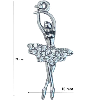 Pandantiv, Jolie Silver, Argint 925, Model Balerina cu Zirconii, 27 x 10 mm, 1.1 g