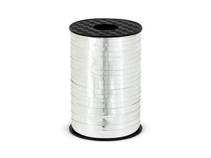 Panglică de plastic, argintie, 5mm/225m