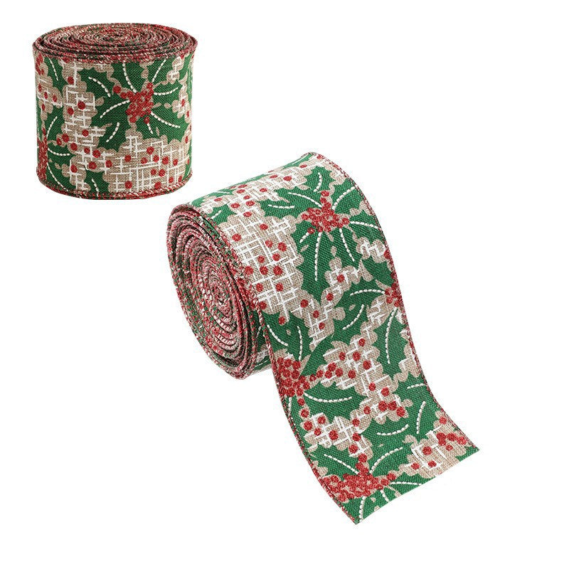 Panglica Decorativa pentru Craciun, Klevo, Ornament pentru Brad de Craciun, Pretreceri, Panglica cu Design Brad de Craciun, 200 x 6.3 cm, Khaki