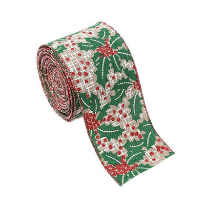 Panglica Decorativa pentru Craciun, Klevo, Ornament pentru Brad de Craciun, Pretreceri, Panglica cu Design Brad de Craciun, 200 x 6.3 cm, Khaki