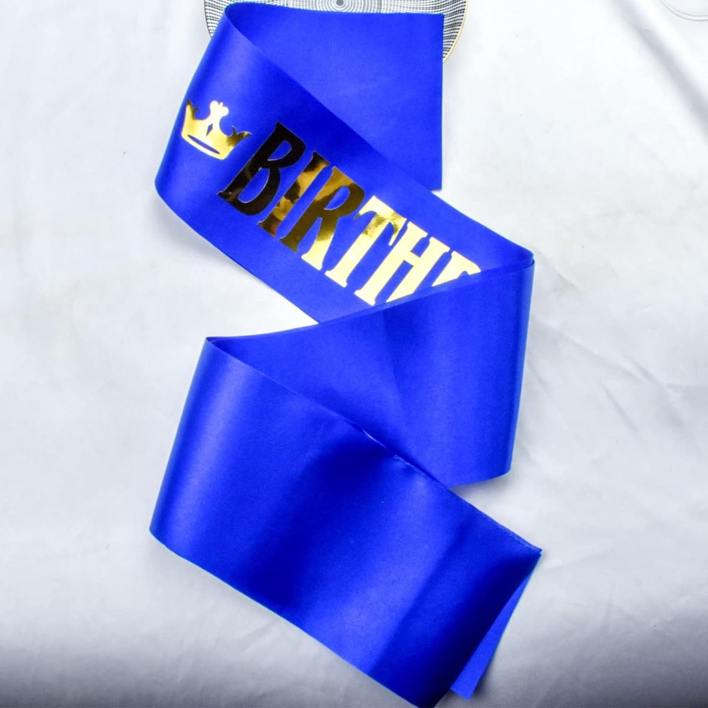 Panglica pentru Aniversare, Klevo, Model Birthday King, Tematica Aniversare, 160x9.5 cm, Albastru