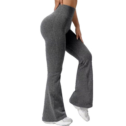 Pantaloni Sport de Dama, Klevo, pentru Yoga, Talie Inalta, Evazati, Tricotati, Gri Inchis, Marime L
