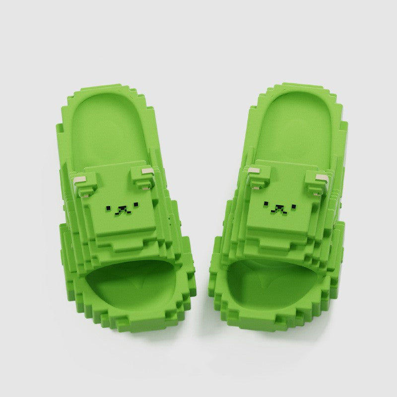 Papuci Casual pentru Adolescenti, Klevo, Model Unisex de Forma Pixel, Rezistenti Usori si Moi din Spuma EVA Antiderapanti, Marime 40-41, Verde deschis