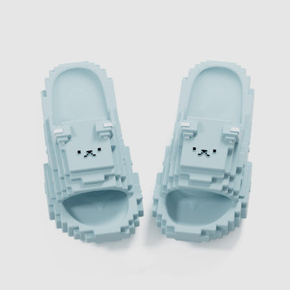 Papuci Casual pentru Adolescenti, Klevo, Model Unisex de Forma Pixel, Rezistenti Usori si Moi din Spuma EVA Antiderapanti, Marime 40-41, Albastru deschis