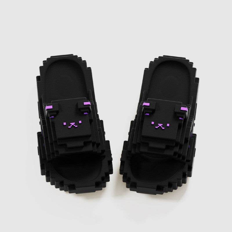 Papuci Casual pentru Adolescenti, Klevo, Model Unisex de Forma Pixel, Rezistenti Usori si Moi din Spuma EVA Antiderapanti, Marime 38-39, Negru