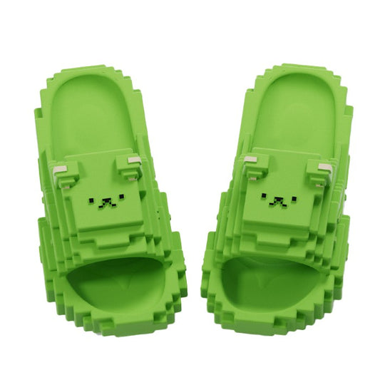 Papuci Casual pentru Adolescenti, Klevo, Model Unisex de Forma Pixel, Rezistenti Usori si Moi din Spuma EVA Antiderapanti, Marime 38-39, Verde deschis