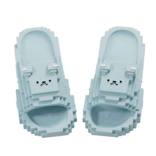 Papuci Casual pentru Adolescenti, Klevo, Model Unisex de Forma Pixel, Rezistenti Usori si Moi din Spuma EVA Antiderapanti, Marime 36-37, Albastru deschis