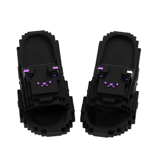 Papuci Casual pentru Adolescenti, Klevo, Model Unisex de Forma Pixel, Rezistenti Usori si Moi din Spuma EVA Antiderapanti, Marime 38-39, Negru