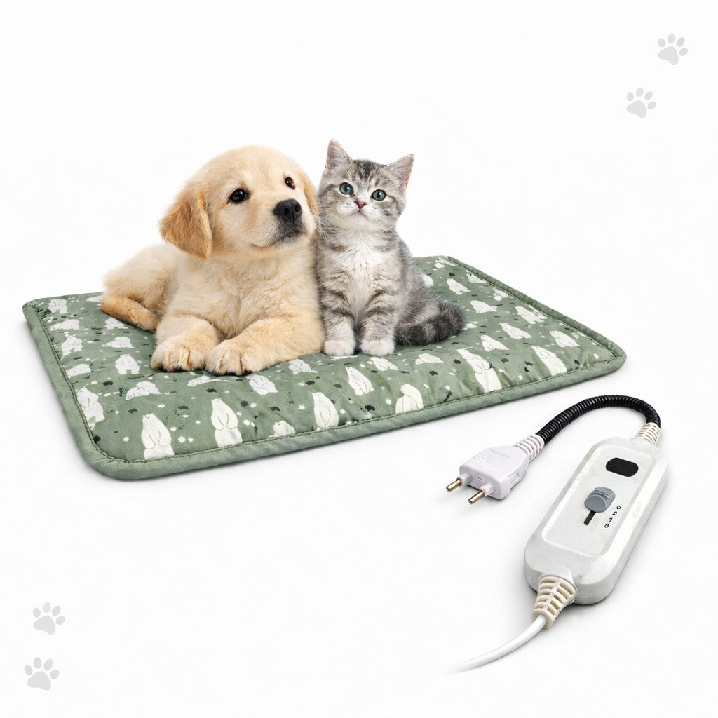 Patura electrica pentru animale de companie, Klevo, perna pentru caini, 45 x 45 cm, 28 W, 3 trepte de reglaj, perna pentru pisici, Anti-Alunecare, Gri