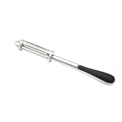 Peeler 2in1 pentru Legume si Fructe, Klevo, Multifunctional, cu 2 Lame de Curatati si Feliat, Varf Ascutit pentru Gaurit, 18 cm, din Otel Inoxidabil, Argintiu/Negru