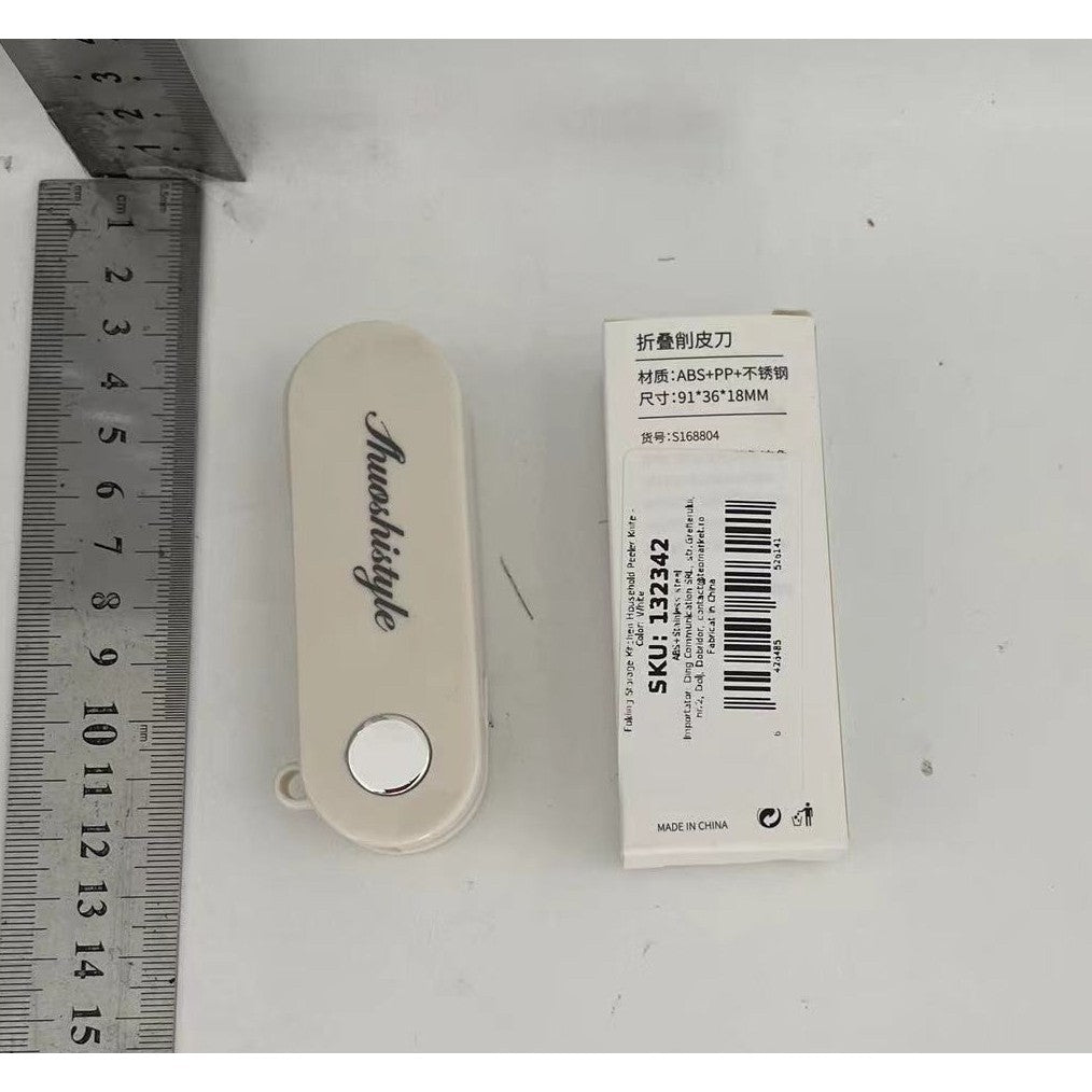 Peeler pentru Legume si Fructe, Klevo, 3.6 x 9.1 cm, Multifunctional, Curatator Pliabil, din ABS si Otel Inoxidabil, Alb