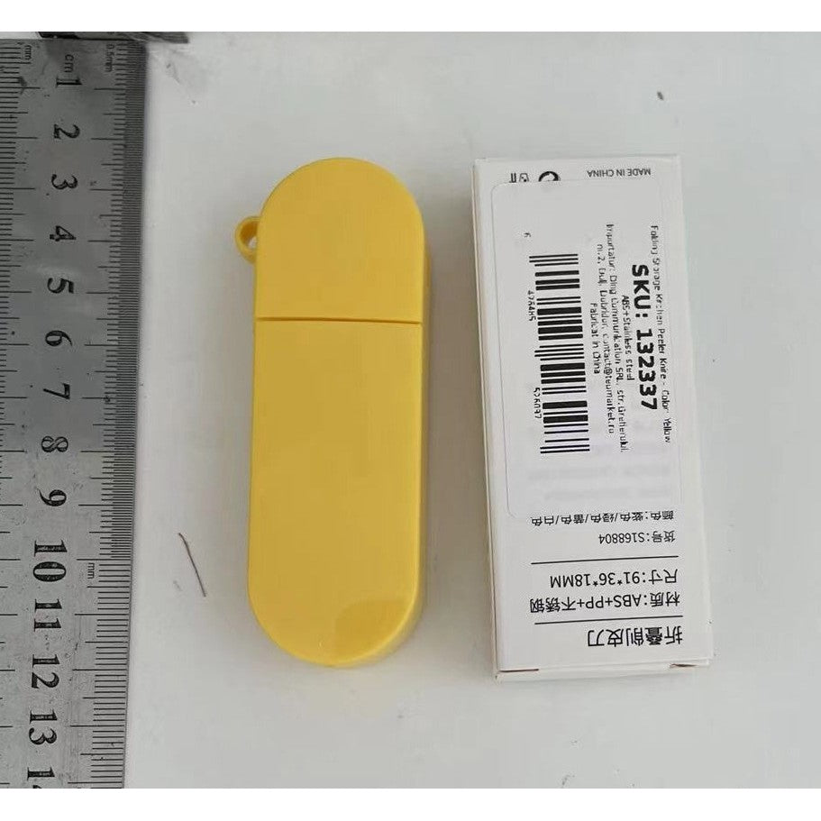 Peeler pentru Legume si Fructe, Klevo, 3.6 x 9.1 cm, Multifunctional, Curatator Pliabil, din ABS si Otel Inoxidabil, Galben