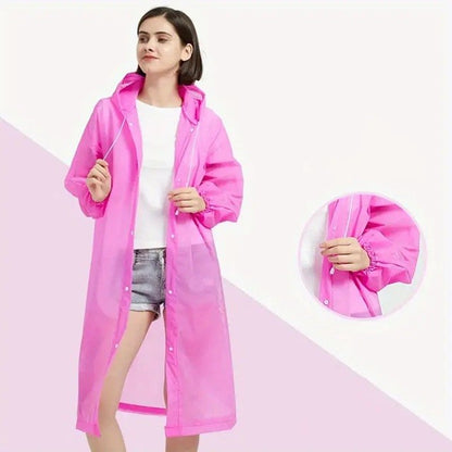 Pelerina de Ploaie, Klevo, pentru Adulti 150-180 cm, din EVA, Impermeabila, Rezistenta la Vant, Inchidere cu Capse, 140 g, Roz