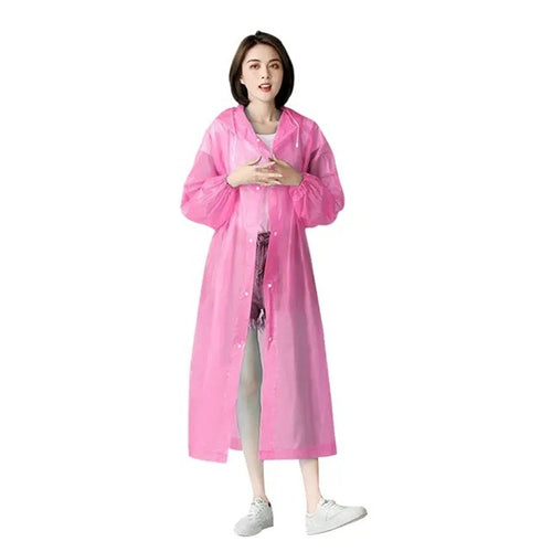 Pelerina de Ploaie, Klevo, pentru Adulti 150-180 cm, din EVA, Impermeabila, Rezistenta la Vant, Inchidere cu Capse, 140 g, Roz