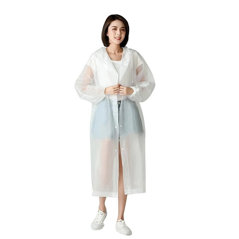Pelerina de Ploaie, Klevo, pentru Adulti 150-180 cm, din EVA, Impermeabila, Rezistenta la Vant, Inchidere cu Capse, 140 g, Alb