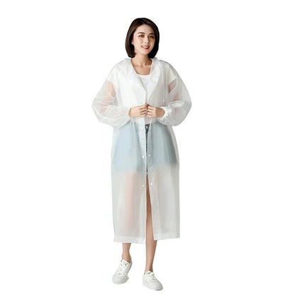 Pelerina de Ploaie, Klevo, pentru Adulti 150-180 cm, din EVA, Impermeabila, Rezistenta la Vant, Inchidere cu Capse, 140 g, Alb
