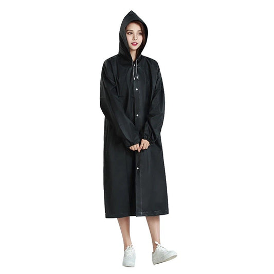 Pelerina de Ploaie, Klevo, pentru Adulti 150-180 cm, din EVA, Impermeabila, Rezistenta la Vant, Inchidere cu Capse, 140 g, Negru