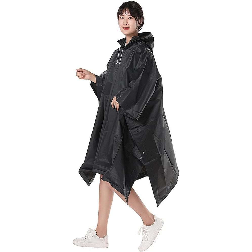 Pelerina de Ploaie, Klevo, pentru Adulti, EVA, Tip Poncho, Impermeabila, Rezistenta la Vant, Capse Laterale, 160 g, Negru
