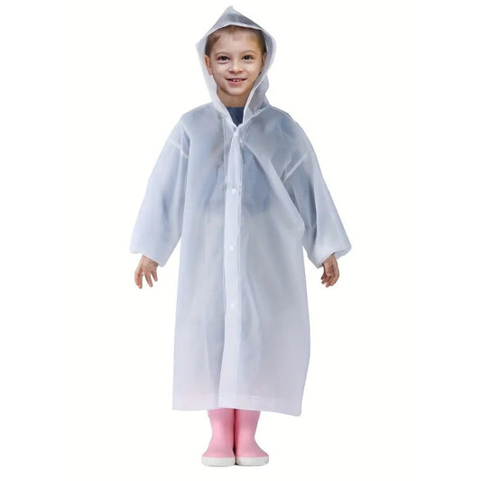 Pelerina de Ploaie, Klevo, pentru Copii 100-145 cm, din EVA, Impermeabila, Inchidere cu Capse, Alb