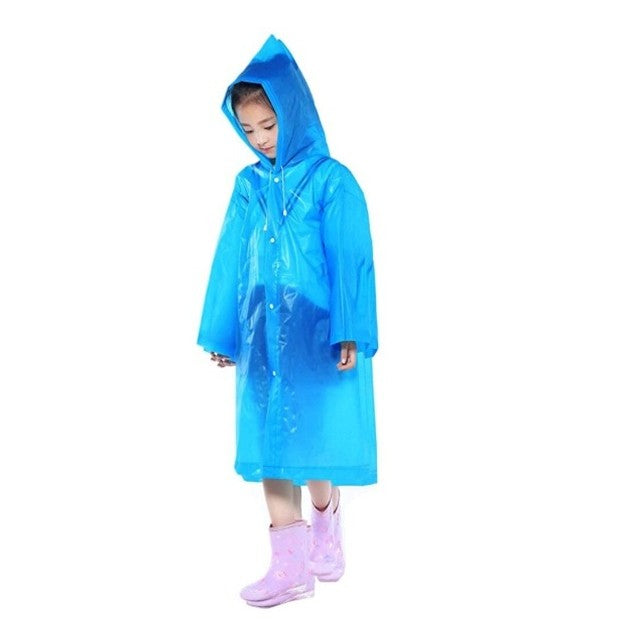 Pelerina de Ploaie, Klevo, pentru Copii 100-145 cm, din EVA, Impermeabila, Inchidere cu Capse, Albastru