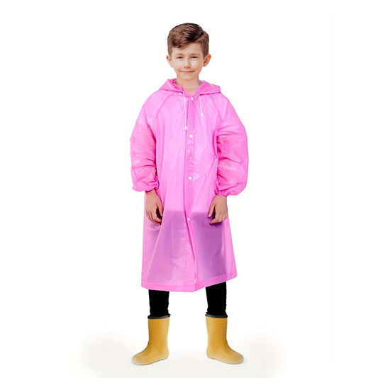 Pelerina de Ploaie, Klevo, pentru Copii 100-145 cm, din EVA, Impermeabila, Inchidere cu Capse, Roz