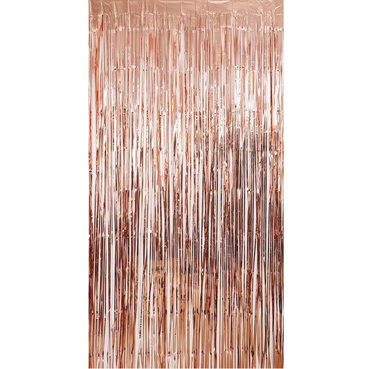 Perdea Franjurata, Klevo, Model Decor Petrecere, pentru Fundal de Poze, Amenajare Colorata a Petrecerii, Dimensiune 100x200 cm, Roz Auriu
