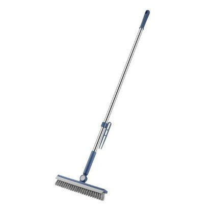 Perie de Curatare pentru Podele si Rosturi, Klevo, Lungime Maner 105 cm, Capat Pivotant 180 Grade, Peri din PP, Otel si Plastic, Cleste pentru Scame si Par Inclus, Albastru