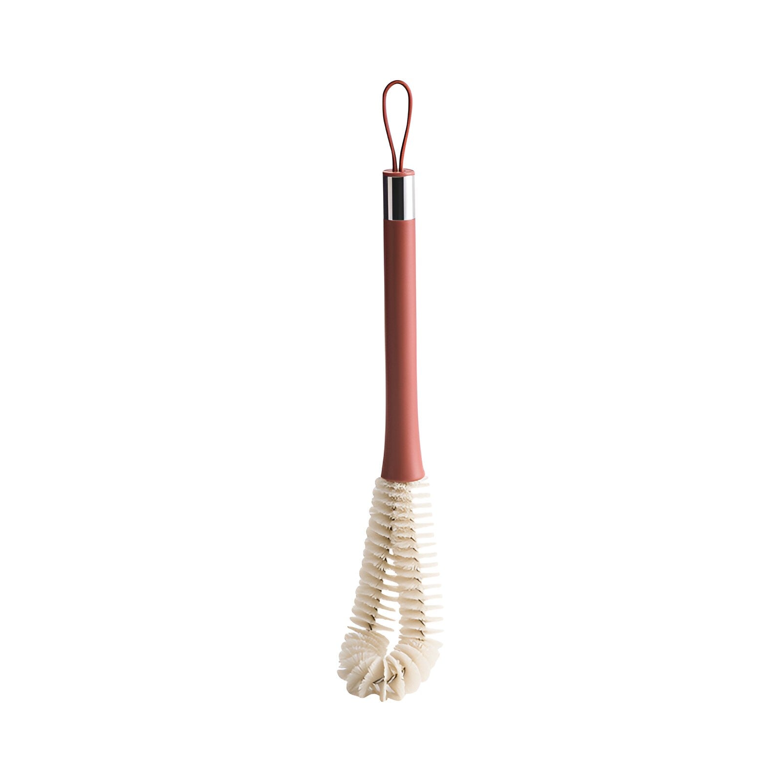 Perie de Curatat Pahare, Sticle, Biberoane, Klevo, cu Maner Lung, Uz Casnic, Silicon, Ergonomic, 3.9x5.4x38.5cm, Rosu