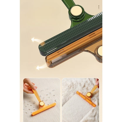 Perie de Indepartare a Scamelor, Klevo, pentru Haine si Par de Animale, cu Doua Fete, Manual, Multifunctional, 12x14.5 cm, Accesoriu pentru Casa, Verde