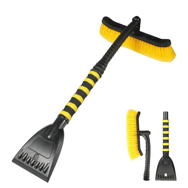 Perie de Zapada cu Racleta pentru Masina, Klevo, Multifunctionala, Rotativa, Demontabila, cu Maner Antiderapant, Aluminiu, Plastic, Fragmentarea Ghetii de pe Parbriz, Solutia pentru Iarna, pentru Dezghetare, 54x10.5x27 cm, Galbena