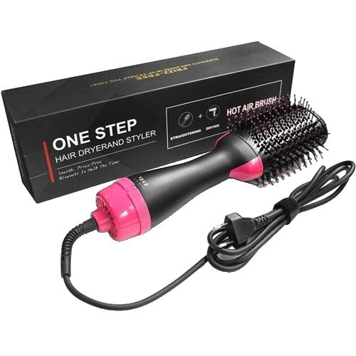 Perie Electrica de Par Fixa, Klevo, pentru Volum, Ceramica, 3 Setari de Temperatura, 1000W, pentru Toate Tipurile de Par, Negru-Roz