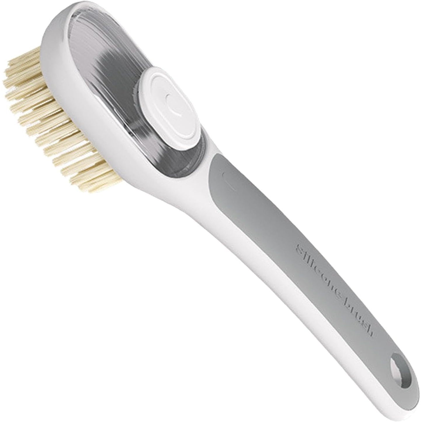 Perie Multifunctionala 2 in 1, Klevo, Perie Densa/Perie din Piele de Caprioara, cu Recipient Lichid, Maner Lung, 20.1x 4.3 x 5 cm, Gri