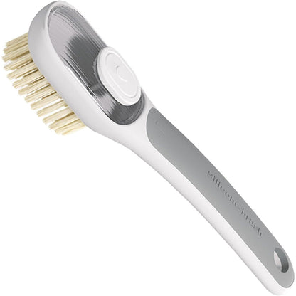 Perie Multifunctionala 2 in 1, Klevo, Perie Densa/Perie din Piele de Caprioara, cu Recipient Lichid, Maner Lung, 20.1x 4.3 x 5 cm, Gri