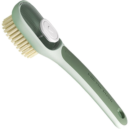 Perie Multifunctionala 2 in 1, Klevo, Perie Densa/Perie din Piele de Caprioara, cu Recipient Lichid, Maner Lung, 20.1x 4.3 x 5 cm, Verde