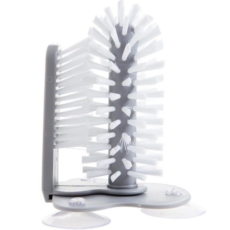 Perie de Curatat Pahare, Klevo, din Plastic, cu Ventuza, 17.5 x 14 cm, Gri